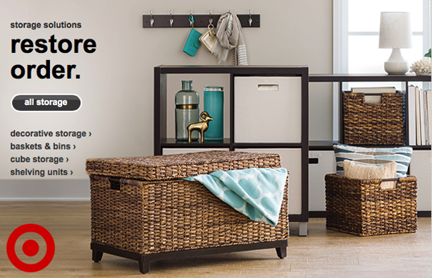 target storage units with baskets