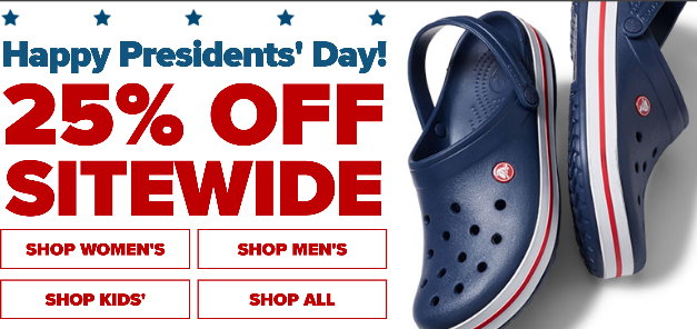 crocs presidents day sale