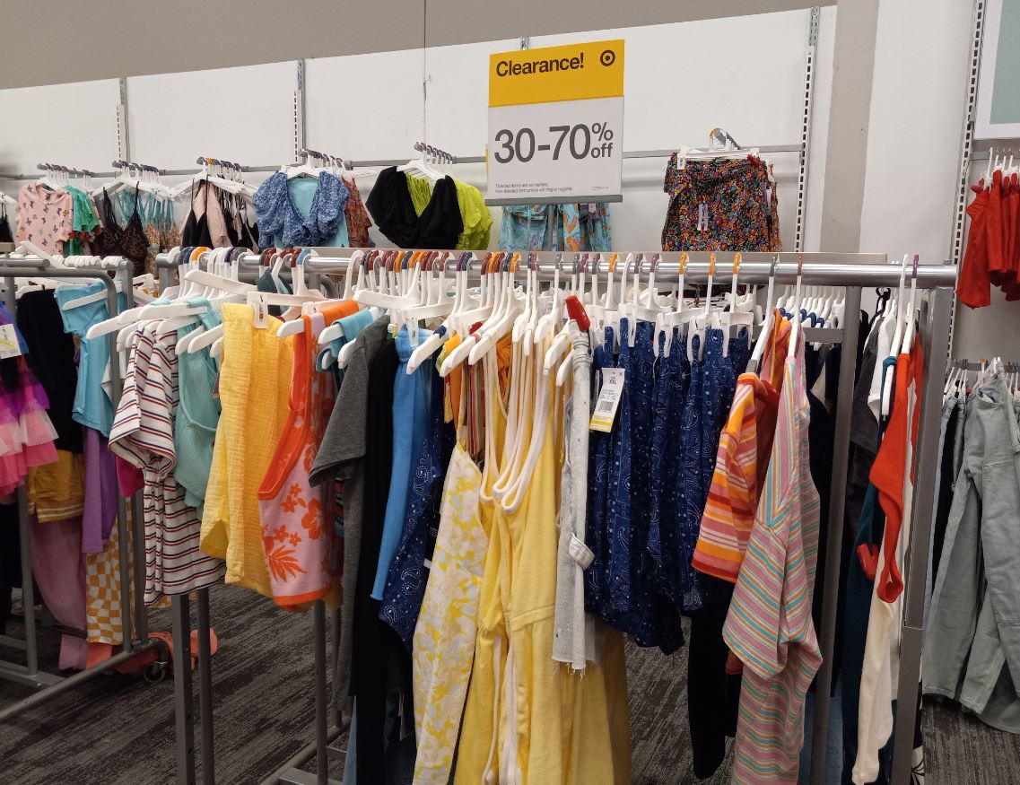 Clearance and Sale Section of Womens Clothing for Sale at a Target