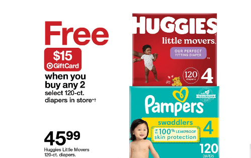 Pampers products and Huggies product savings at Target