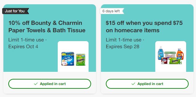 bounty and charmin deals at target