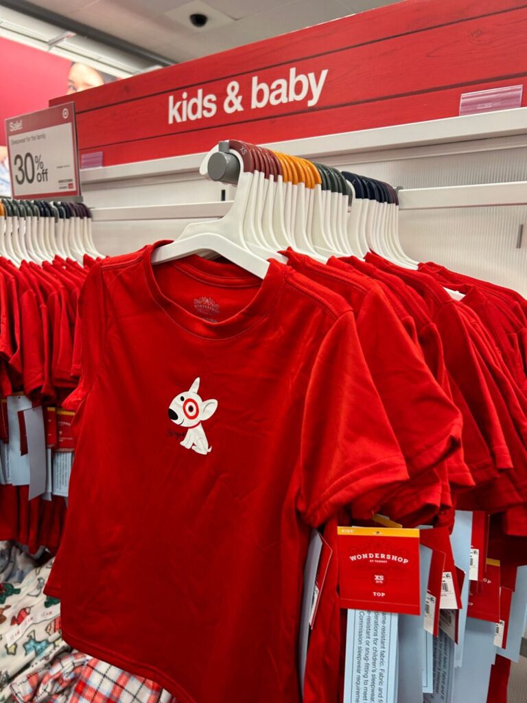 Target Pajamas on a rack in the store